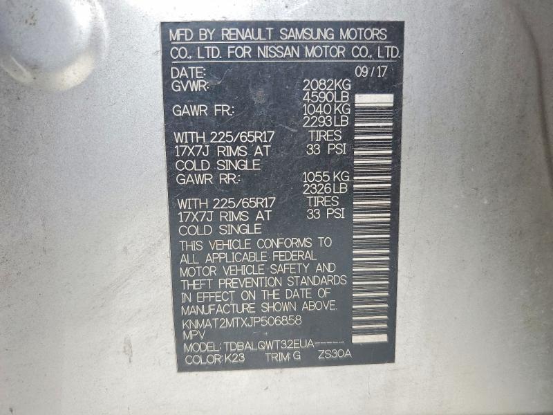 59116716 :رقم المزاد ، KNMAT2MTXJP506858 vin ، 2018 Nissan Rogue مزاد بيع