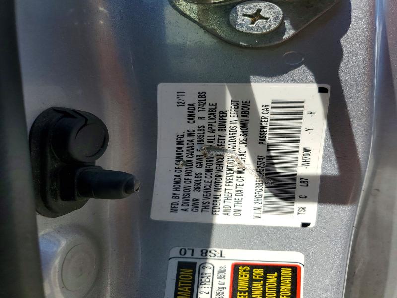 Продаж на аукціоні авто 2012 Honda Civic, vin: 2HGFG3B51CH525747, номер лоту: 60040416