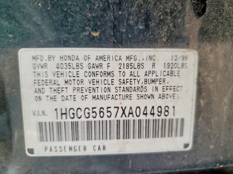 Продажа на аукционе авто 1999 Honda Accord, vin: 1HGCG5657XA044981, номер лота: 60401146