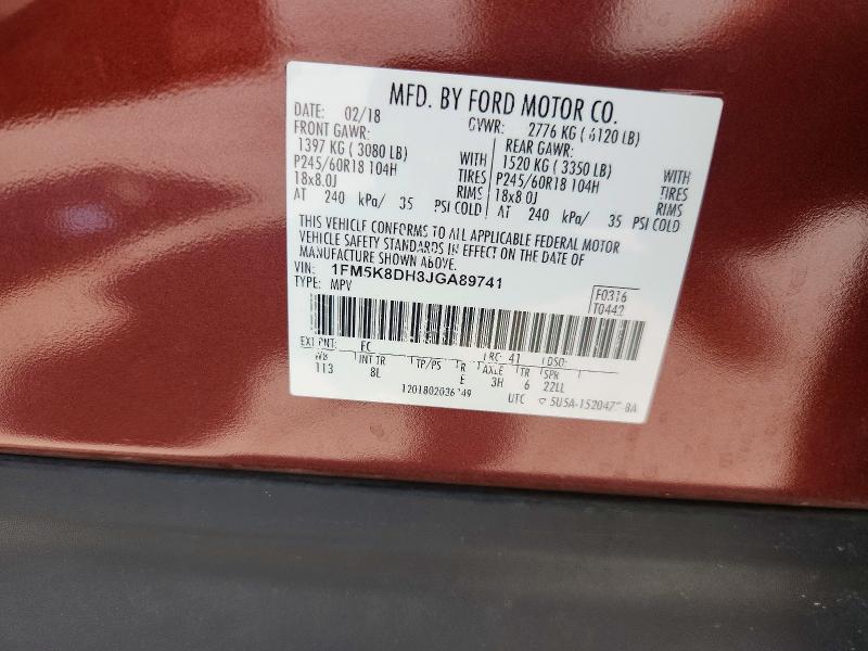 2018 Ford Explorer მანქანა იყიდება აუქციონზე, vin: 1FM5K8DH8JGA89741, აუქციონის ნომერი: 62827916