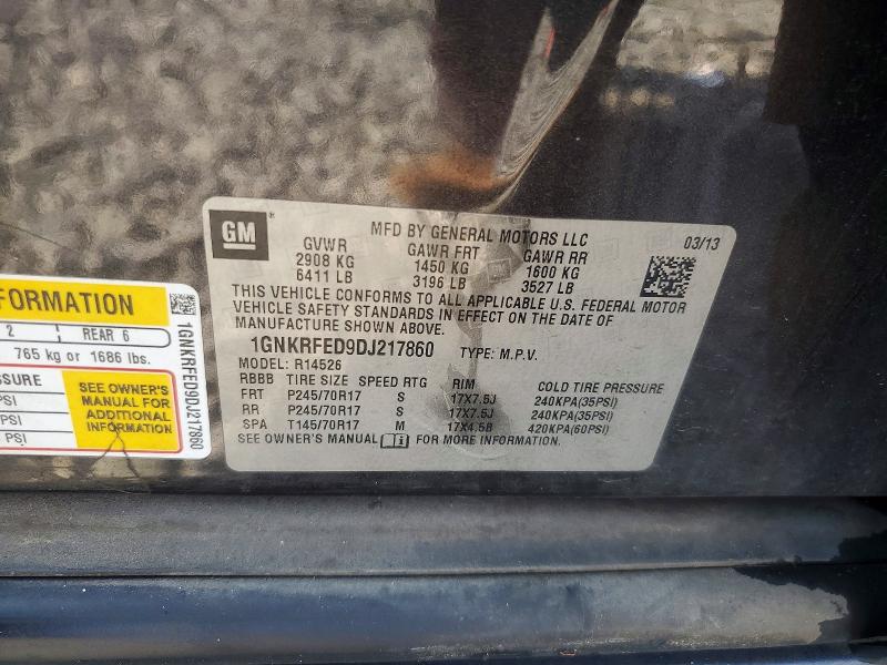 2013 Chevrolet Traverse მანქანა იყიდება აუქციონზე, vin: 1GNKRFED9DJ217860, აუქციონის ნომერი: 62993546