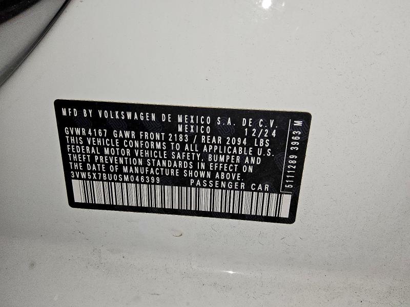 60001826 :رقم المزاد ، 3VW5X7BU0SM046399 vin ، 2025 Volkswagen Jetta مزاد بيع