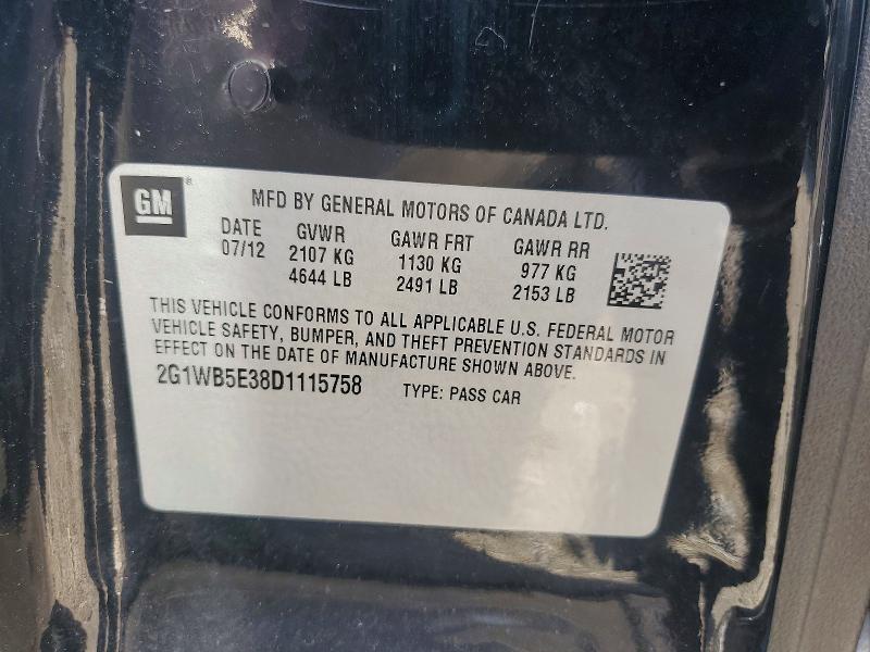 59057586 :رقم المزاد ، 2G1WB5E38D1115758 vin ، 2013 Chevrolet Impala مزاد بيع