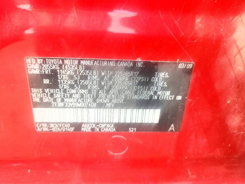 Aukcja sprzedaży 2009 Toyota Rav4, vin: 2T3BF33V99W007408, numer aukcji: 61625926