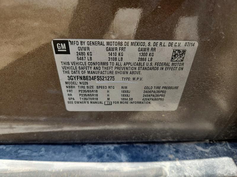 2015 Cadillac Srx მანქანა იყიდება აუქციონზე, vin: 3GYFNBE34FS521275, აუქციონის ნომერი: 60837026