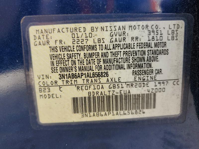 Aukcja sprzedaży 2010 Nissan Sentra, vin: 3N1AB6AP1AL656826, numer aukcji: 60592566