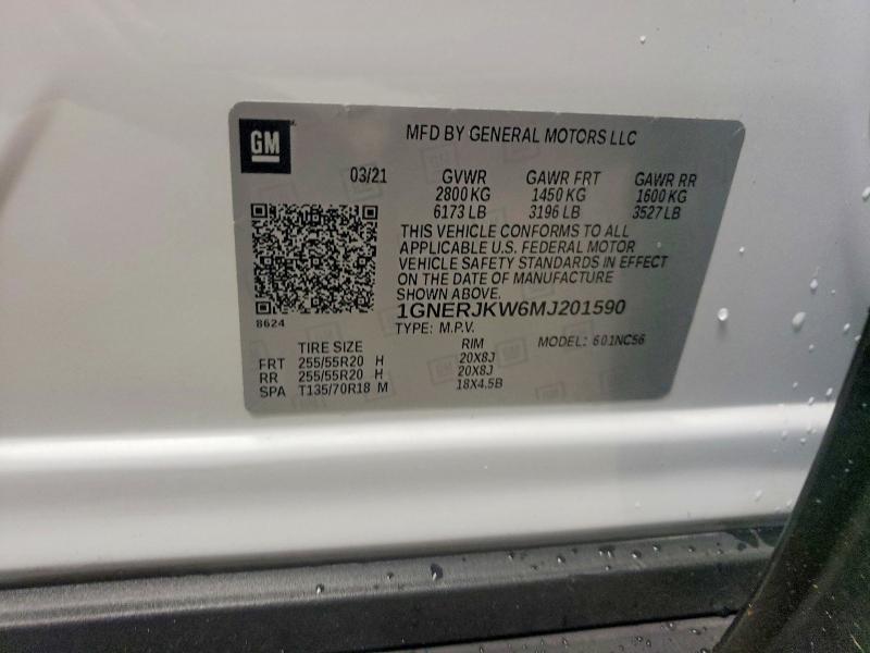 Aukcja sprzedaży 2021 Chevrolet Traverse, vin: 1GNERJKW6MJ201590, numer aukcji: 60216596
