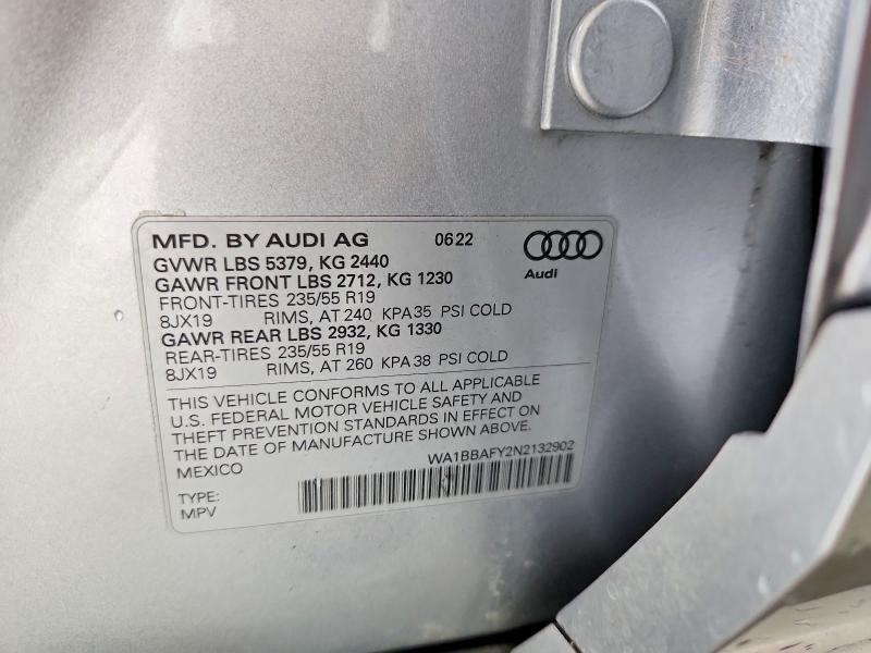 Aukcja sprzedaży 2022 Audi Q5, vin: WA1BBAFY2N2132902, numer aukcji: 61641396