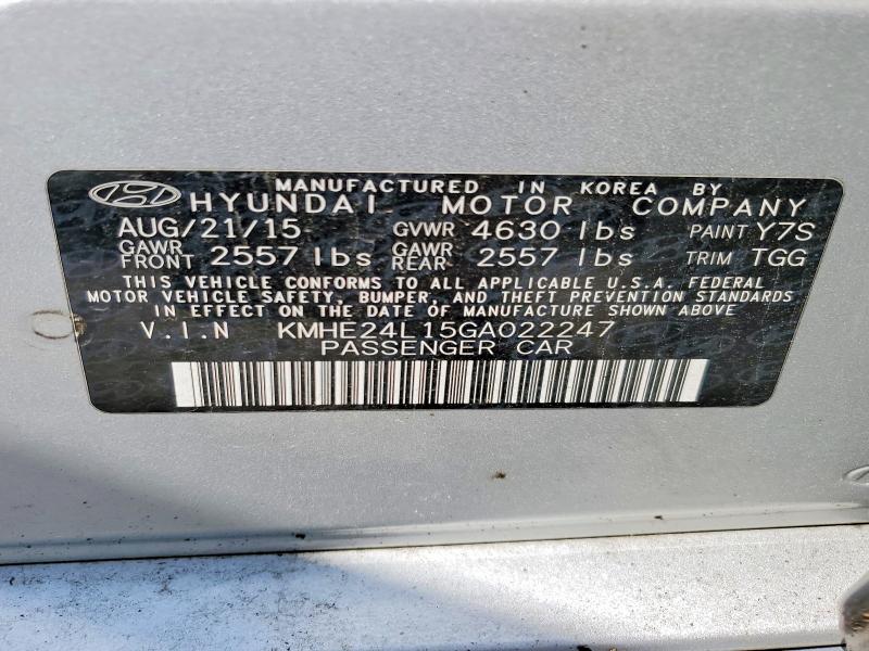 Aukcja sprzedaży 2016 Hyundai Sonata Hybrid, vin: KMHE24L15GA022247, numer aukcji: 62297506
