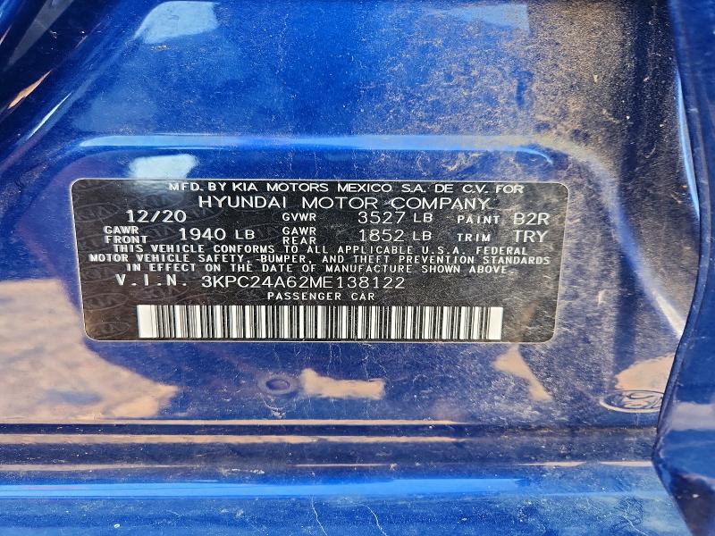 Продажа на аукционе авто 2021 Hyundai Accent, vin: 3KPC24A62ME138122, номер лота: 62658846