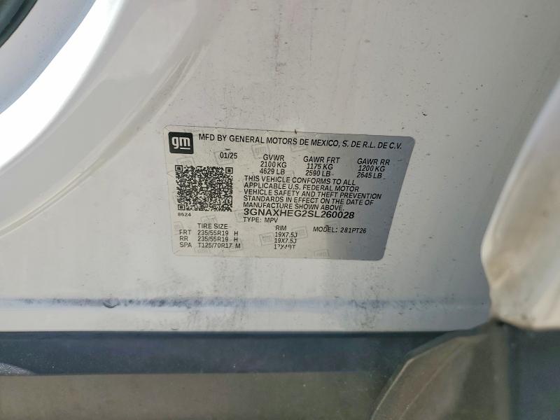 2025 Chevrolet Equinox მანქანა იყიდება აუქციონზე, vin: 3GNAXHEG2SL260028, აუქციონის ნომერი: 61026306