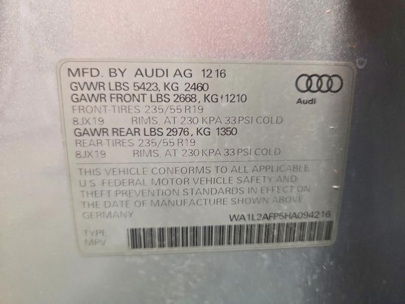 61788876 :رقم المزاد ، WA1L2AFP5HA094216 vin ، 2017 Audi Q5 مزاد بيع