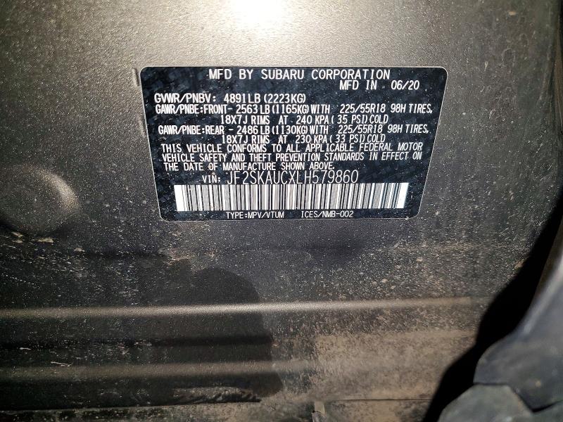 Aukcja sprzedaży 2020 Subaru Forester, vin: JF2SKAUCXLH579860, numer aukcji: 60010966