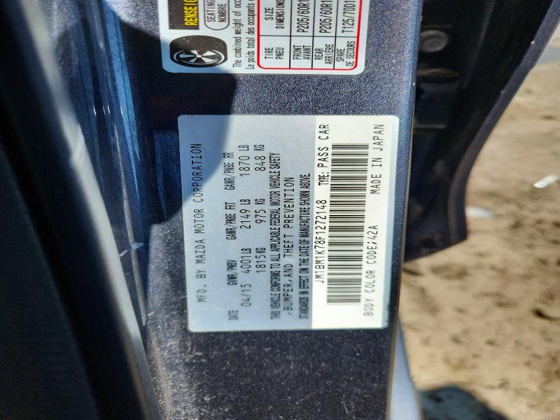 2015 Mazda 3 მანქანა იყიდება აუქციონზე, vin: JM1BM1K78F1272148, აუქციონის ნომერი: 60843846