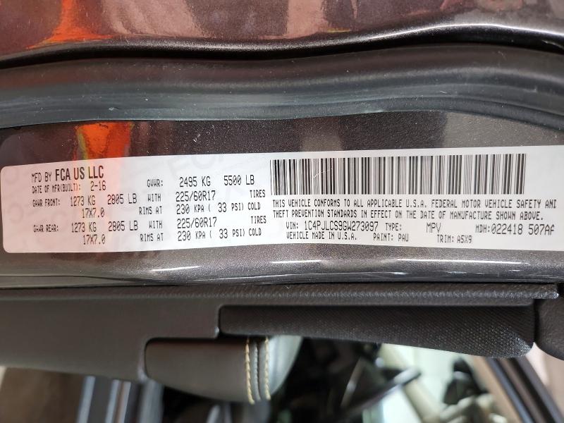 61352606 :رقم المزاد ، 1C4PJLCS9GW273097 vin ، 2016 Jeep Cherokee مزاد بيع