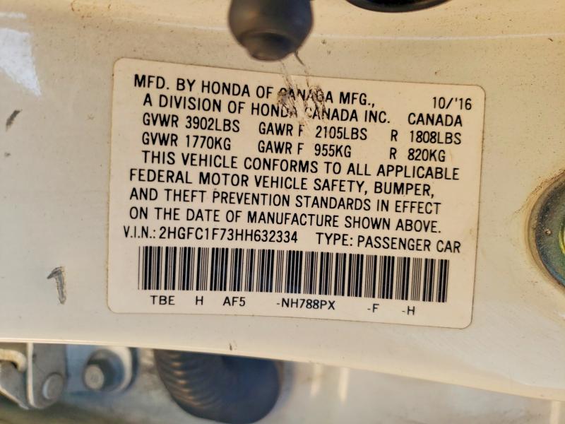 Aukcja sprzedaży 2017 Honda Civic, vin: 2HGFC1F73HH632334, numer aukcji: 63201406
