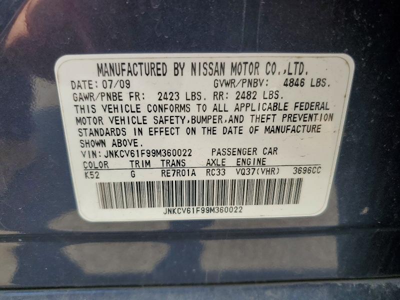 Aukcja sprzedaży 2009 Infiniti G37 Sedan, vin: JNKCV61F99M360022, numer aukcji: 62779266