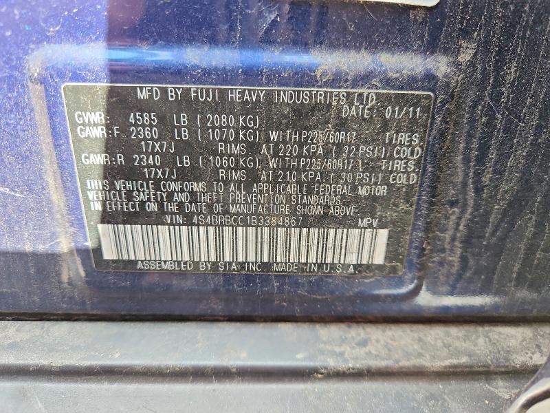 61777476 :رقم المزاد ، 4S4BRBCC1B3384867 vin ، 2011 Subaru Outback مزاد بيع