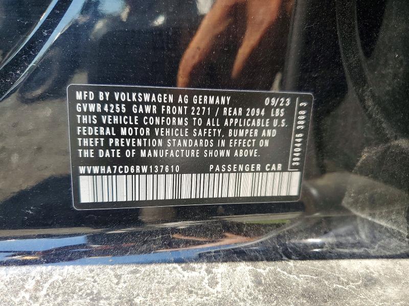 2024 Volkswagen Gti მანქანა იყიდება აუქციონზე, vin: WVWHA7CD6RW137610, აუქციონის ნომერი: 60136586