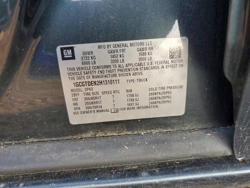 Aukcja sprzedaży 2017 Chevrolet Colorado, vin: 1GCGTDEN2H1310111, numer aukcji: 60187896
