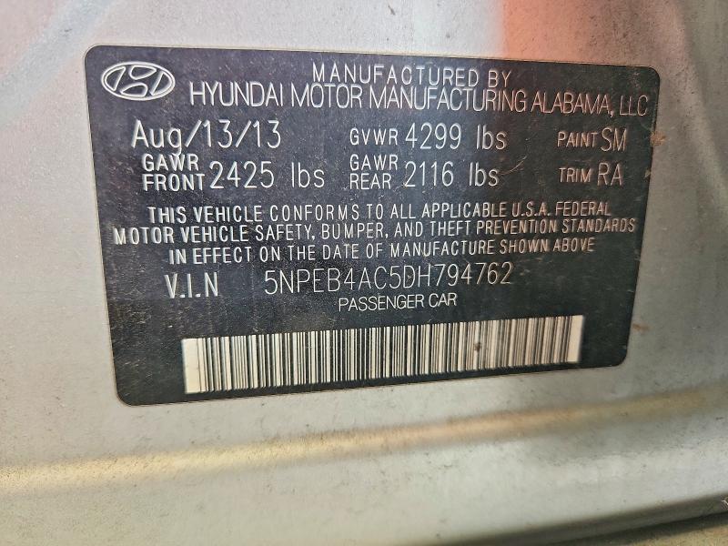 Продаж на аукціоні авто 2013 Hyundai Sonata, vin: 5NPEB4AC5DH794762, номер лоту: 62581926