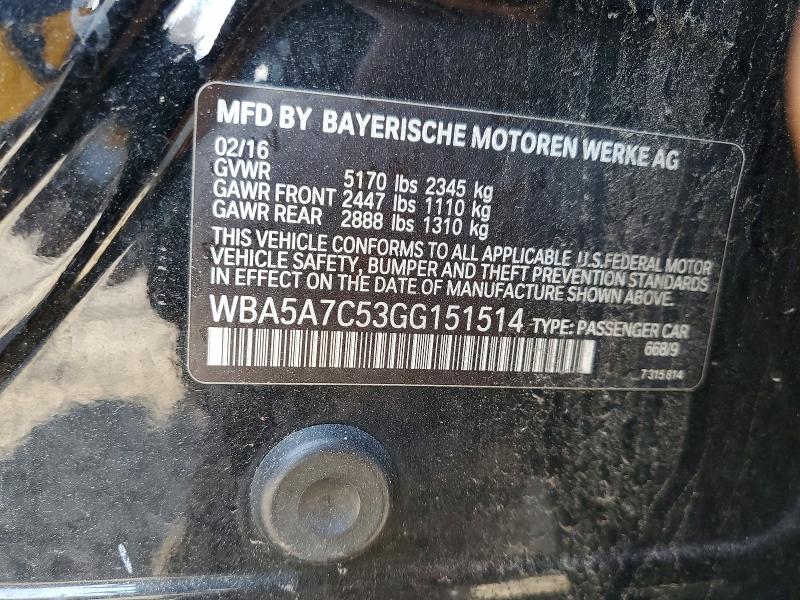 61844146 :رقم المزاد ، WBA5A7C53GG151514 vin ، 2016 Bmw 528 مزاد بيع