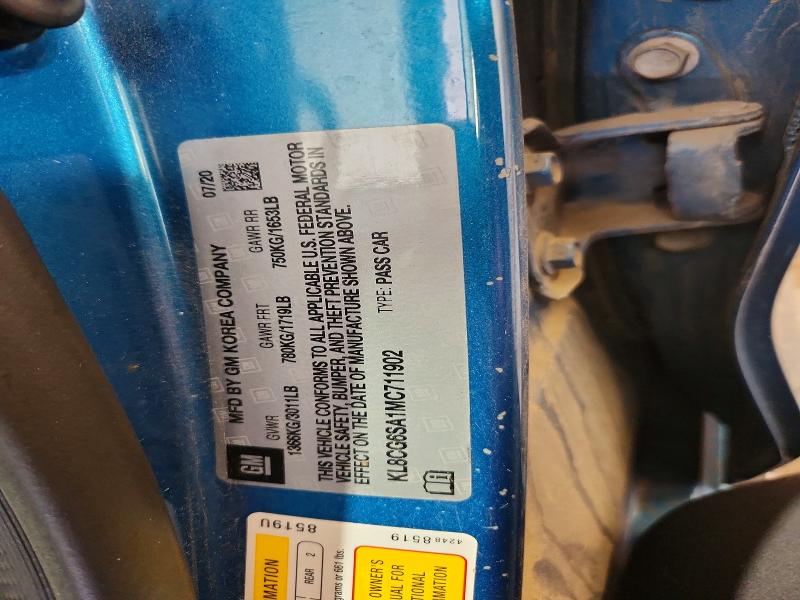 2021 Chevrolet Spark მანქანა იყიდება აუქციონზე, vin: KL8CG6SA1MC711902, აუქციონის ნომერი: 61315146