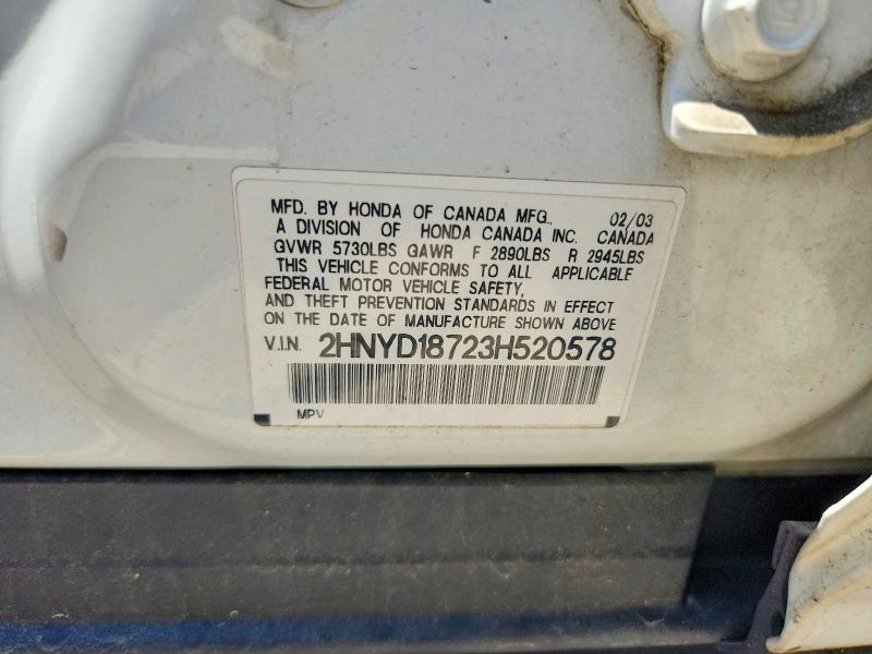 59343096 :رقم المزاد ، 2HNYD18723H520578 vin ، 2003 Acura Mdx مزاد بيع