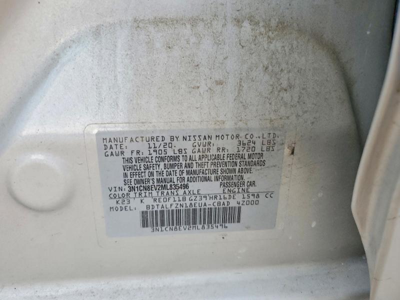 Aukcja sprzedaży 2021 Nissan Versa, vin: 3N1CN8EV2ML835496, numer aukcji: 58816816