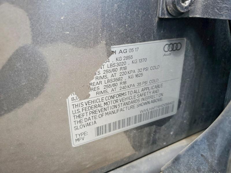 63241796 :رقم المزاد ، WA1LHAF74HD058403 vin ، 2017 Audi Q7 مزاد بيع