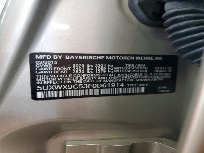 Продаж на аукціоні авто 2015 Bmw X3, vin: 5UXWX9C53F0D61914, номер лоту: 85637265