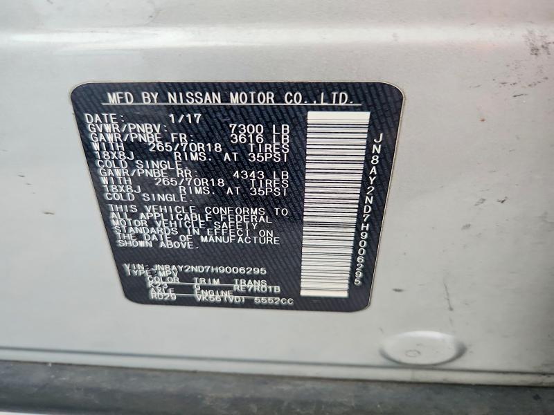 Продажа на аукционе авто 2017 Nissan Armada, vin: JN8AY2ND7H9006295, номер лота: 62423026