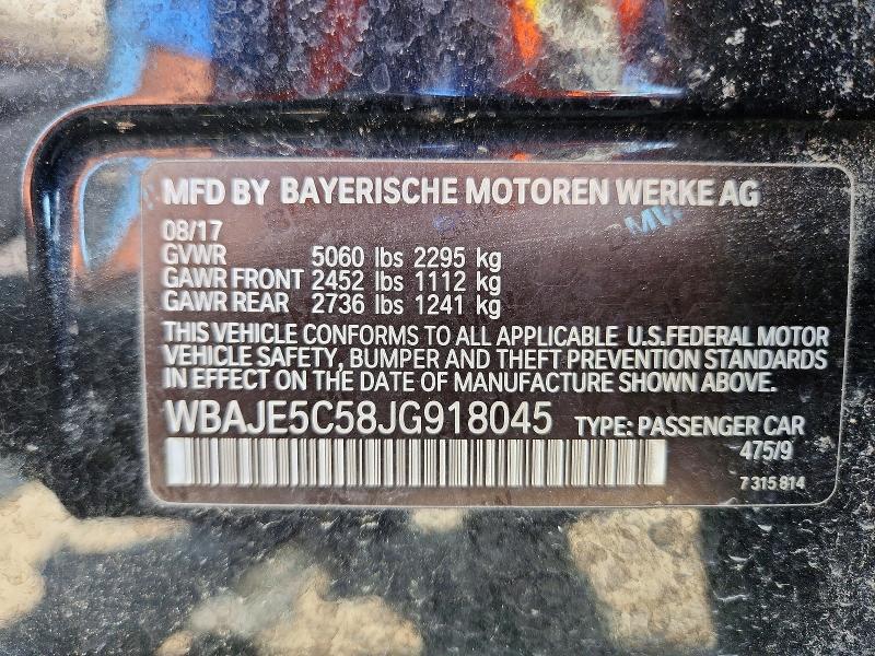 Aukcja sprzedaży 2018 Bmw 540, vin: WBAJE5C58JG918045, numer aukcji: 61874416