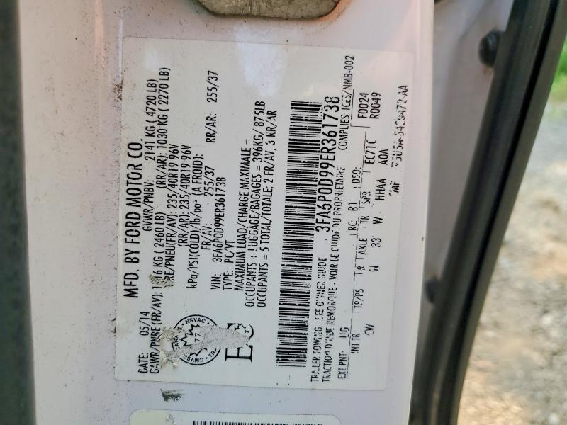 2014 Ford Fusion მანქანა იყიდება აუქციონზე, vin: 3FA6P0D99ER361738, აუქციონის ნომერი: 58981646