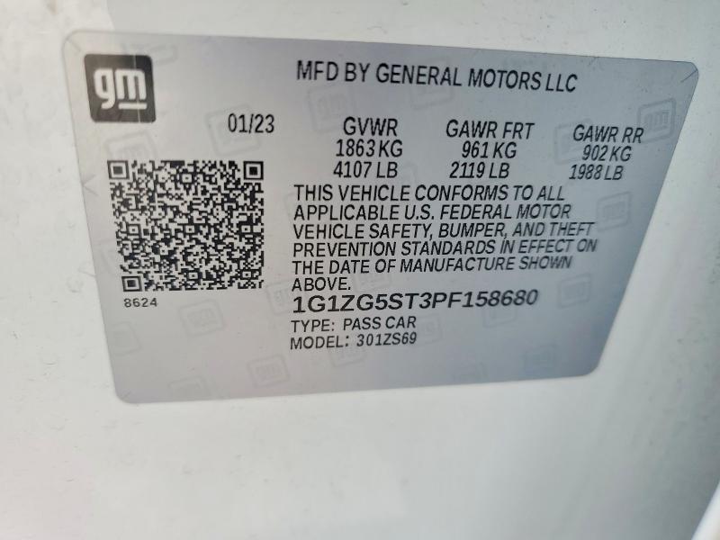 Aukcja sprzedaży 2023 Chevrolet Malibu, vin: 1G1ZG5ST3PF158680, numer aukcji: 61343126