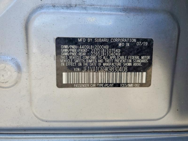 61525576 :رقم المزاد ، JF1VA1C69K9830408 vin ، 2019 Subaru Wrx مزاد بيع