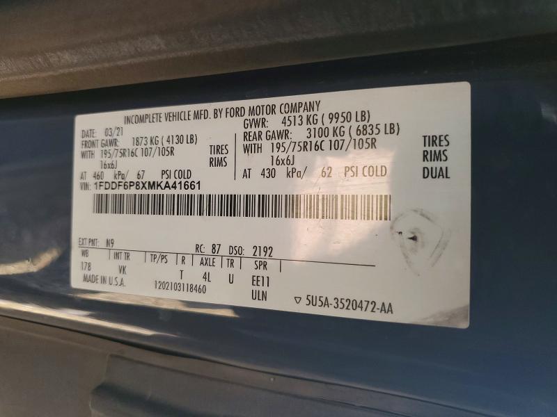 Aukcja sprzedaży 2021 Ford Transit, vin: 1FDDF6P8XMKA41661, numer aukcji: 58766786
