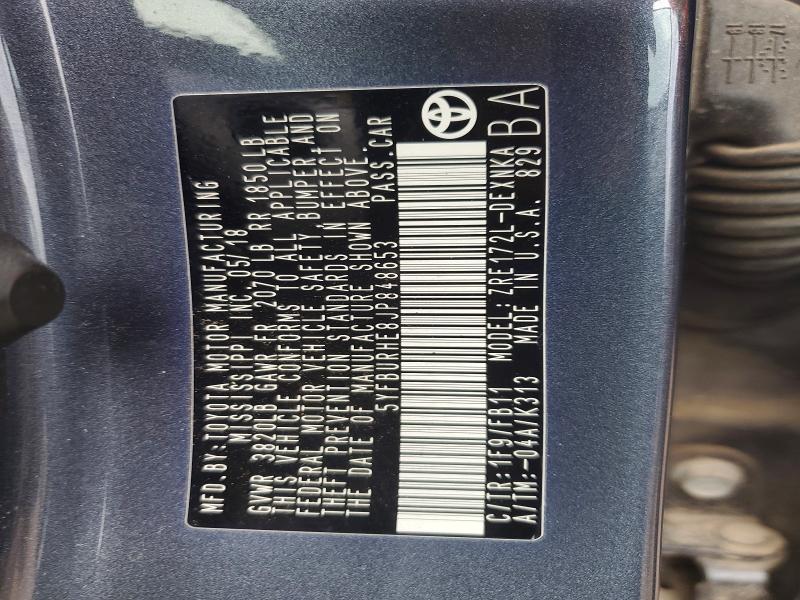 63149756 :رقم المزاد ، 5YFBURHE8JP848653 vin ، 2018 Toyota Corolla مزاد بيع