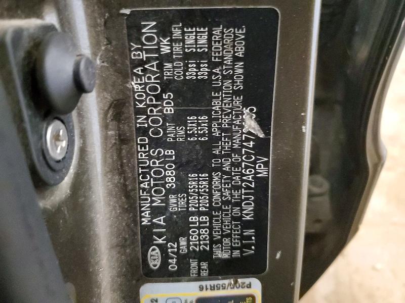 Aukcja sprzedaży 2012 Kia Soul, vin: KNDJT2A67C7472265, numer aukcji: 63048256