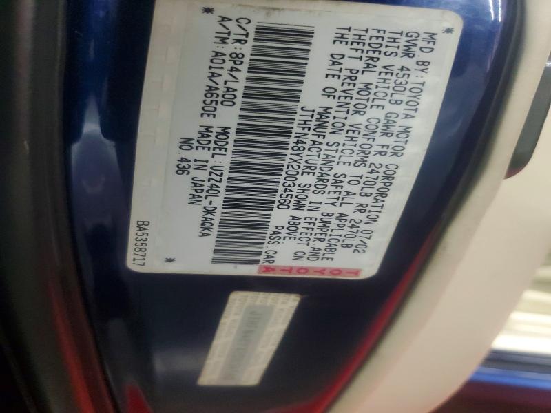 2002 Lexus Sc მანქანა იყიდება აუქციონზე, vin: JTHFN48YX20034560, აუქციონის ნომერი: 59652776