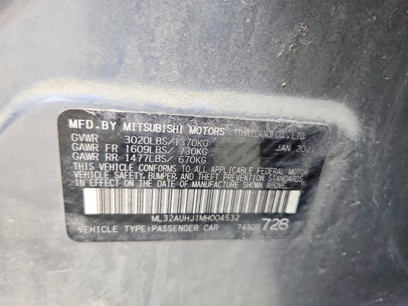 Продаж на аукціоні авто 2021 Mitsubishi Mirage, vin: ML32AUHJ1MH004532, номер лоту: 62613776