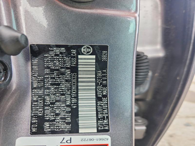 Продажа на аукционе авто 2017 Toyota Camry, vin: 4T1BF1FKXHU336325, номер лота: 62002276