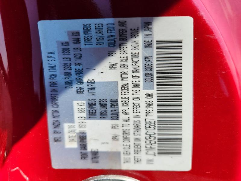Aukcja sprzedaży 2017 Fiat 124 Spider, vin: JC1NFAEK5H0105887, numer aukcji: 59380856