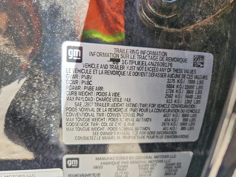 Продажа на аукционе авто 2022 Gmc Sierra, vin: 1GTPUEEL4NZ609176, номер лота: 62124276