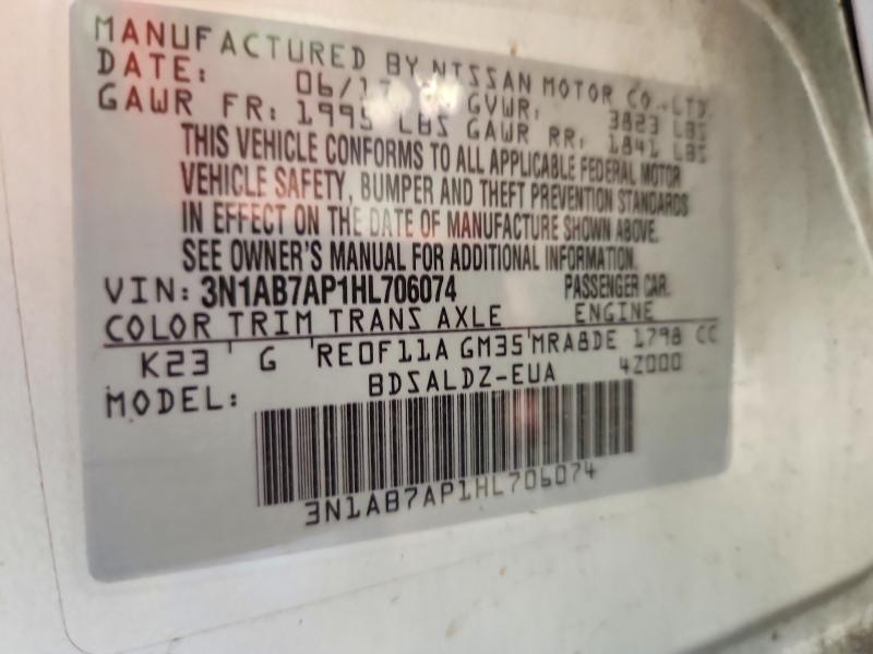 Продаж на аукціоні авто 2017 Nissan Sentra, vin: 3N1AB7AP1HL706074, номер лоту: 61314826