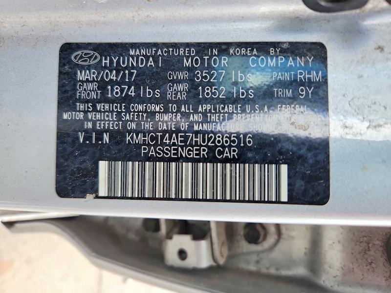 59651866 :رقم المزاد ، KMHCT4AE7HU286516 vin ، 2017 Hyundai Accent مزاد بيع