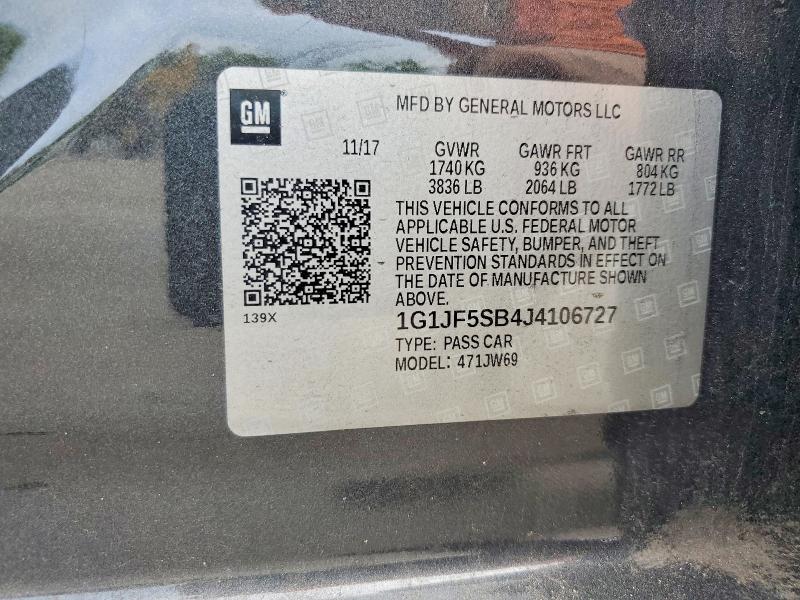Продаж на аукціоні авто 2018 Chevrolet Sonic, vin: 1G1JF5SB4J4106727, номер лоту: 62912996