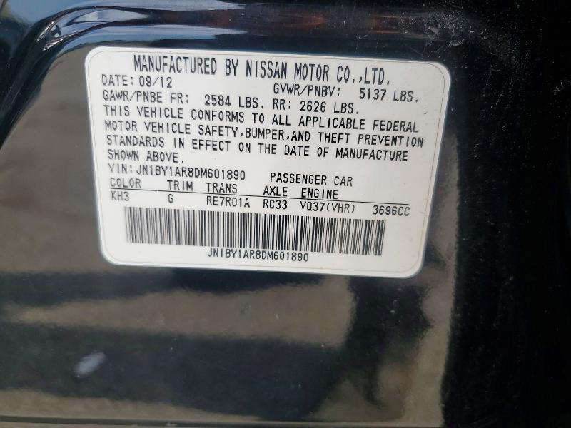 Продажа на аукционе авто 2013 Infiniti M37, vin: JN1BY1AR8DM601890, номер лота: 60320596