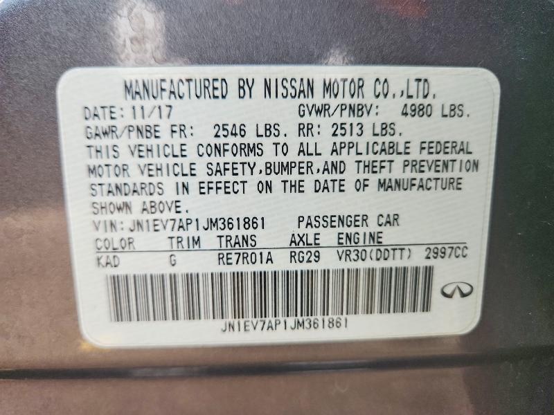 2018 Infiniti Q50 მანქანა იყიდება აუქციონზე, vin: JN1EV7AP1JM361861, აუქციონის ნომერი: 60685686