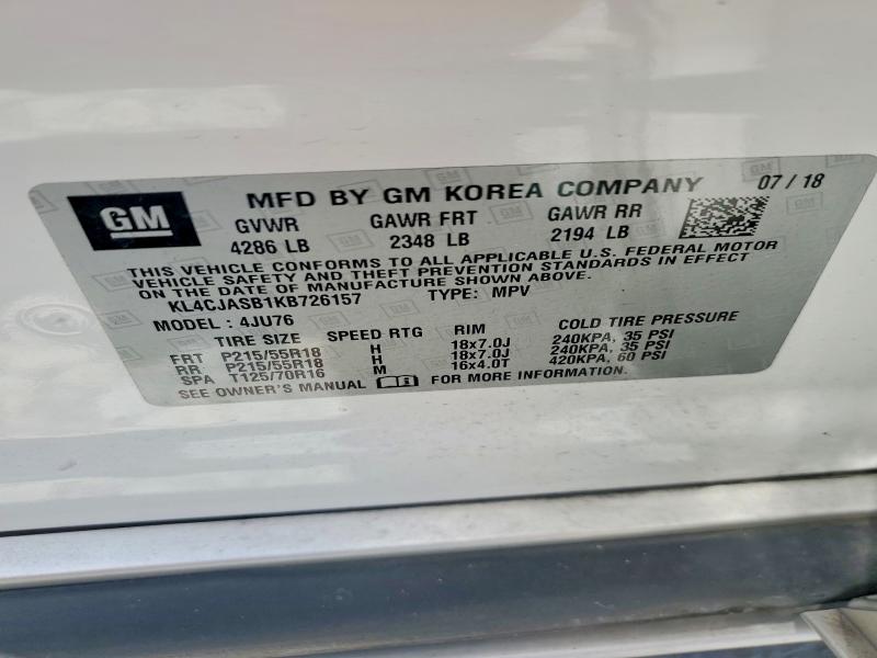 Aukcja sprzedaży 2019 Buick Encore, vin: KL4CJASB1KB726157, numer aukcji: 61837096